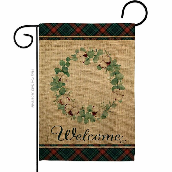 Patio Trasero Cotton Eucalyptus Wreath Country Living The South 13 x 18.5 in. Dbl-Sided Vertical Garden Flags for PA3903858